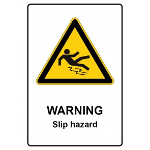 Schild Warnzeichen Piktogramm & Text englisch · Warning · Slip hazard
