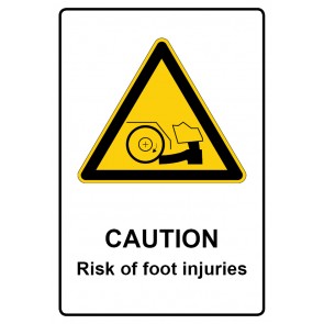 Magnetschild Warnzeichen Piktogramm & Text englisch · Caution · Risk of foot injuries