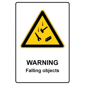 Schild Warnzeichen Piktogramm & Text englisch · Warning · Falling objects (Warnschild)