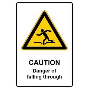 Aufkleber Warnzeichen Piktogramm & Text englisch · Caution · Danger of falling through | stark haftend