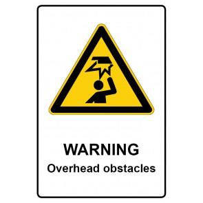 Magnetschild Warnzeichen Piktogramm & Text englisch · Warning · Overhead obstacles
