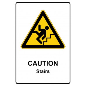 Magnetschild Warnzeichen Piktogramm & Text englisch · Caution · Stairs