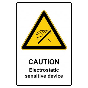 Schild Warnzeichen Piktogramm & Text englisch · Caution · Electrostatic sensitive device | selbstklebend