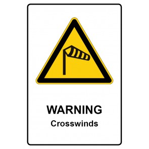 Schild Warnzeichen Piktogramm & Text englisch · Warning · Crosswinds