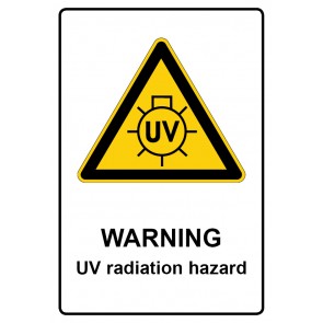 Schild Warnzeichen Piktogramm & Text englisch · Warning · UV radiation hazard