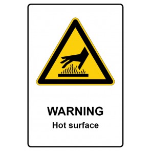 Aufkleber Warnzeichen Piktogramm & Text englisch · Warning · Hot surface