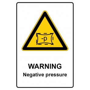 Schild Warnzeichen Piktogramm & Text englisch · Warning · Negative pressure | selbstklebend