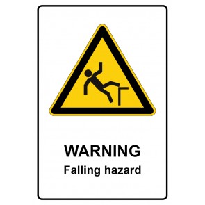 Schild Warnzeichen Piktogramm & Text englisch · Warning · Falling hazard