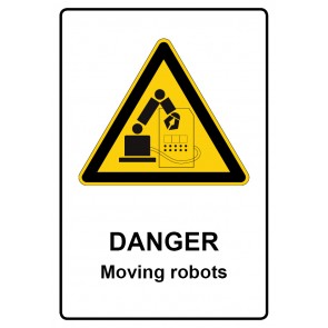 Schild Warnzeichen Piktogramm & Text englisch · Danger · Moving robots | selbstklebend