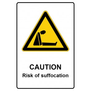 Schild Warnzeichen Piktogramm & Text englisch · Caution · Risk of suffocation 
