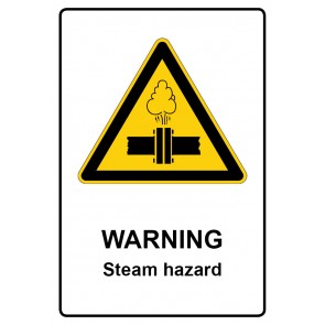 Schild Warnzeichen Piktogramm & Text englisch · Warning · Steam hazard | selbstklebend