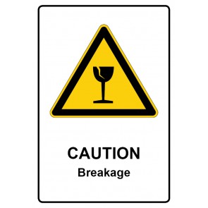 Schild Warnzeichen Piktogramm & Text englisch · Caution · Breakage | selbstklebend