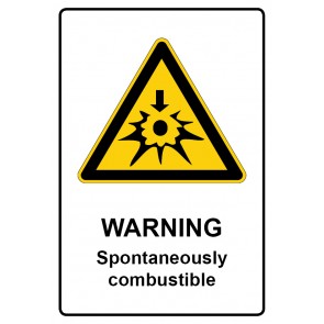 Schild Warnzeichen Piktogramm & Text englisch · Warning · Spontaneously combustible | selbstklebend