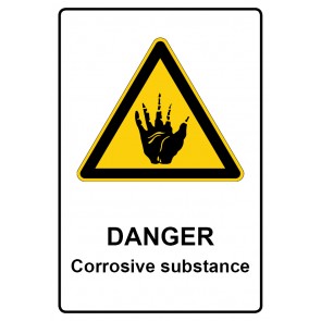 Schild Warnzeichen Piktogramm & Text englisch · Danger · Corrosive substance | selbstklebend
