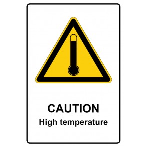 Schild Warnzeichen Piktogramm & Text englisch · Caution · High temperature