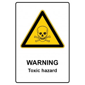 Aufkleber Warnzeichen Piktogramm & Text englisch · Warning · Toxic hazard | stark haftend