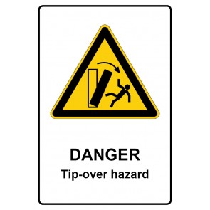 Schild Warnzeichen Piktogramm & Text englisch · Warning · Tip-over hazard | selbstklebend