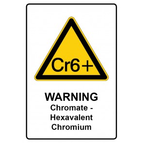 Aufkleber Warnzeichen Piktogramm & Text englisch · Warning · Chromate - Hexavalent Chromium | stark haftend