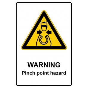 Schild Warnzeichen Piktogramm & Text englisch · Warning · Pinch point hazard | selbstklebend