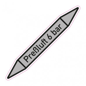 Aufkleber Rohrkennzeichnung · Rohrleitungskennzeichnung Preßluft 6 bar