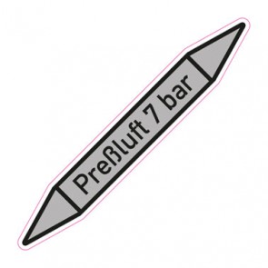 Rohrleitungskennzeichnung Preßluft 7 bar · Aufkleber  | stark haftend