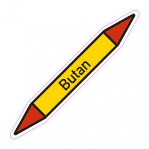 Rohrleitungskennzeichnung Butan · Aufkleber  | stark haftend