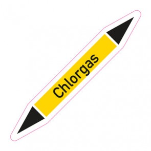 Rohrleitungskennzeichnung Chlorgas · Aufkleber  | stark haftend
