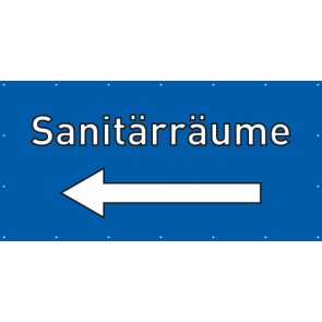 Banner Festivalbanner Sanitärräume links | blau
