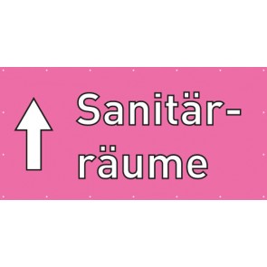 Banner Festivalbanner Sanitärräume geradeaus | rosa