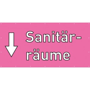 Banner Festivalbanner Sanitärräume hier | rosa