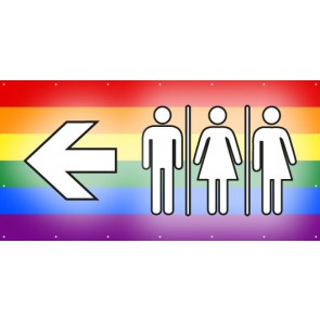 Banner Festivalbanner WC Herren · Damen · Transgender links | regenbogenfarben