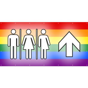 Banner Festivalbanner WC Herren · Damen · Transgender geradeaus | regenbogenfarben