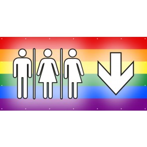 Banner Festivalbanner WC Herren · Damen · Transgender hier | regenbogenfarben