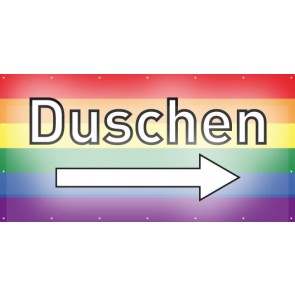 Banner Festivalbanner Duschen rechts | regenbogenfarben