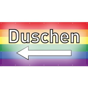 Banner Festivalbanner Duschen links | regenbogenfarben