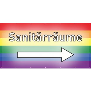 Banner Festivalbanner Sanitärräume rechts | regenbogenfarben