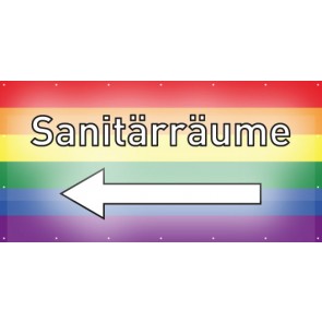 Banner Festivalbanner Sanitärräume links | regenbogenfarben