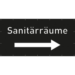 Banner Festivalbanner Sanitärräume rechts | schwarz