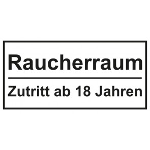 Tür-Schild Raucherraum · Zutritt ab 18 Jahren | weiss · schwarz · MAGNETSCHILD