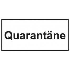 Tür-Schild Quarantäne | weiss · schwarz · selbstklebend