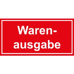 Tür-Schild Warenausgabe | rot · weiss · selbstklebend