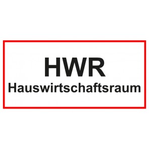 Tür-Schild Hauswirtschaftsraum_HWR | weiss · rot · selbstklebend