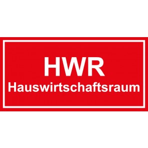 Tür-Schild Hauswirtschaftsraum_HWR | rot · weiss · selbstklebend