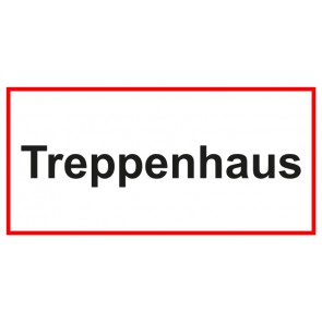 Tür-Schild Treppenhaus | weiss · rot · selbstklebend