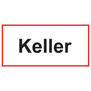Tür-Schild Keller | weiss · rot · selbstklebend