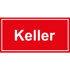 Tür-Schild Keller | rot · weiss · selbstklebend