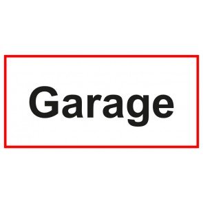 Tür-Schild Garage | weiss · rot · selbstklebend