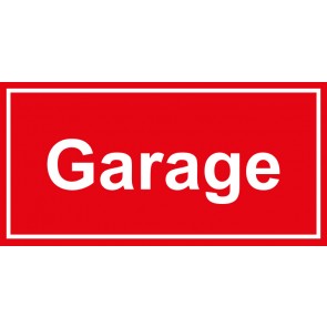 Tür-Schild Garage | rot · weiss · selbstklebend