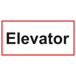 Tür-Schild Elevator | weiss · rot · selbstklebend