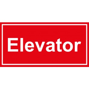 Tür-Schild Elevator | rot · weiss · selbstklebend